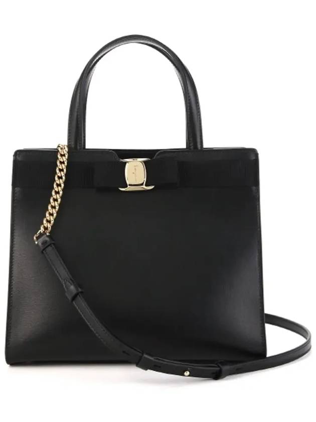 Vara Bow Top Handle Tote Bag Black - SALVATORE FERRAGAMO - BALAAN 6