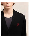 Red Heart Logo Merino Wool Cardigan Black - AMI - BALAAN 7