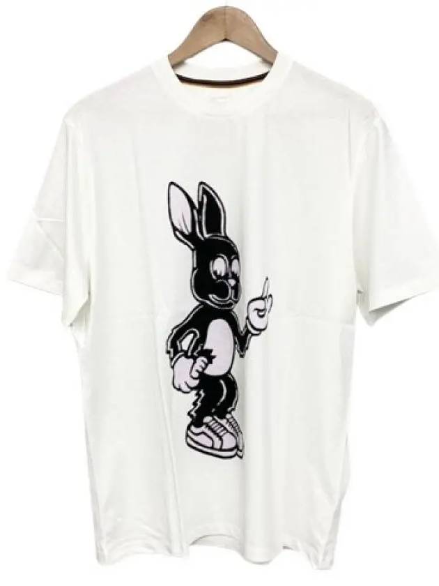 Rabbit Print Round Neck Cotton Short Sleeve T-Shirt White - PAUL SMITH - BALAAN 3