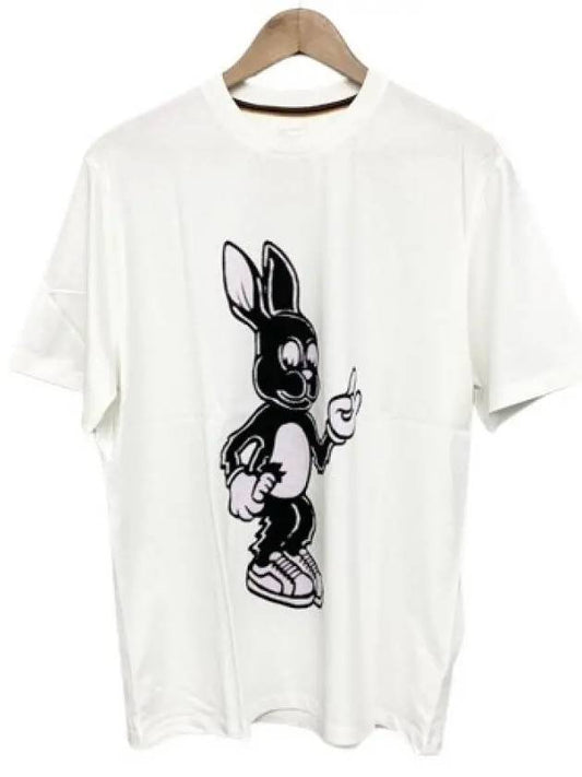 Rabbit Print Round Neck Cotton Short Sleeve T-Shirt White - PAUL SMITH - BALAAN 2