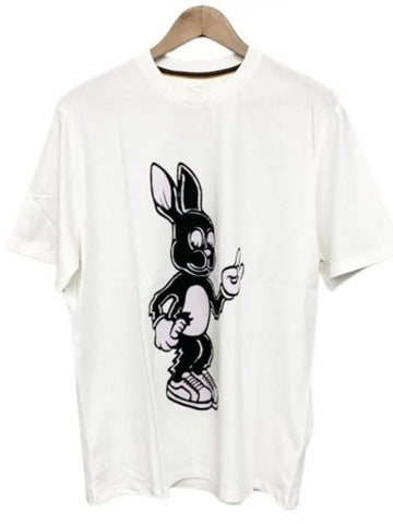 Rabbit Print Round Neck Cotton Short Sleeve T-Shirt White - PAUL SMITH - BALAAN 1