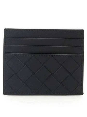 Intrecciato Leather Card Wallet Dark Navy - BOTTEGA VENETA - BALAAN 1