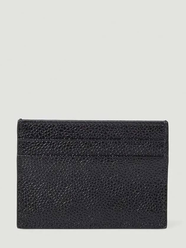 Stripe Note Compartment Pebble Grain Leather Card Wallet Black - THOM BROWNE - BALAAN 3