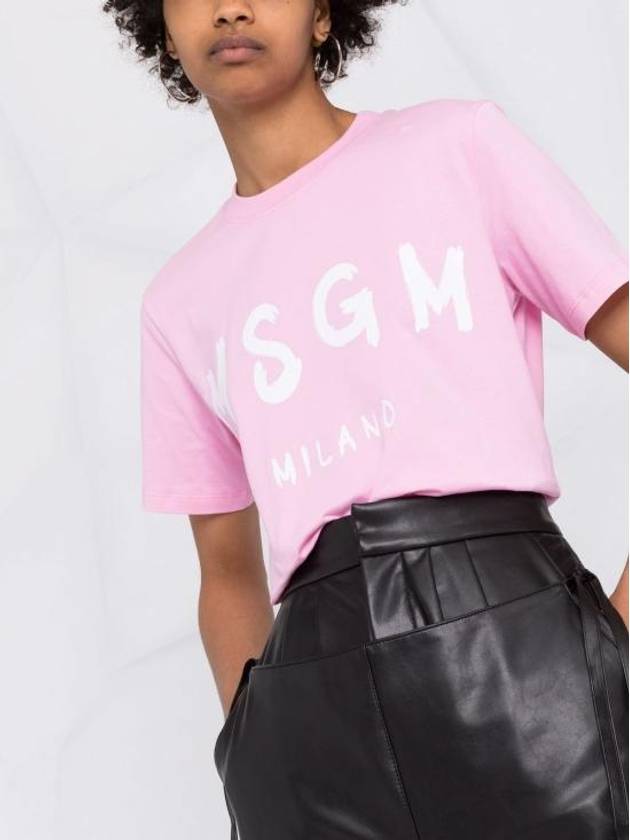 Brushed Logo Short Sleeve T-Shirt Pink - MSGM - BALAAN 5