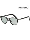 Sunglasses TF1049D 05A gray tint round black horn rim Asian fit - TOM FORD - BALAAN 1