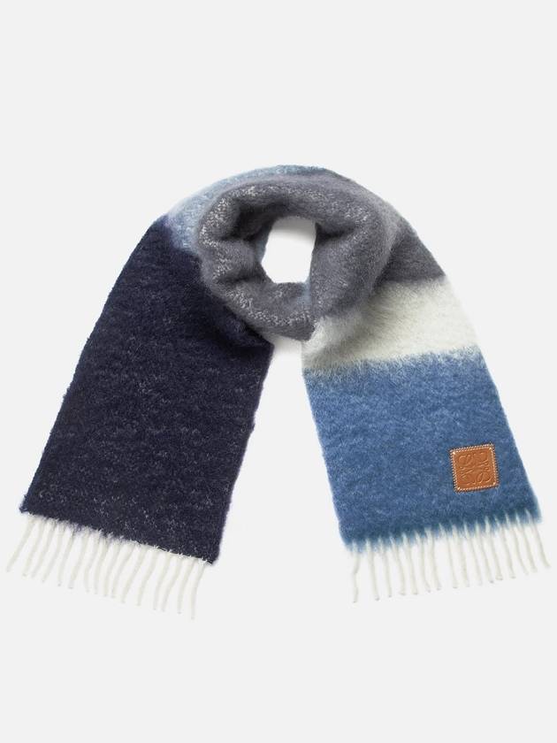 Striped Mohair Wool Muffler Blue Grey - LOEWE - BALAAN 3