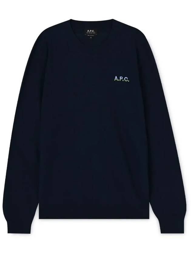 Embroidered Logo Knit Top Navy - A.P.C. - BALAAN 4