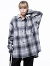 For Women W243SH01BK Loose Fit Flannel Check Shirt Black - CHANCE'S NOI - BALAAN 1