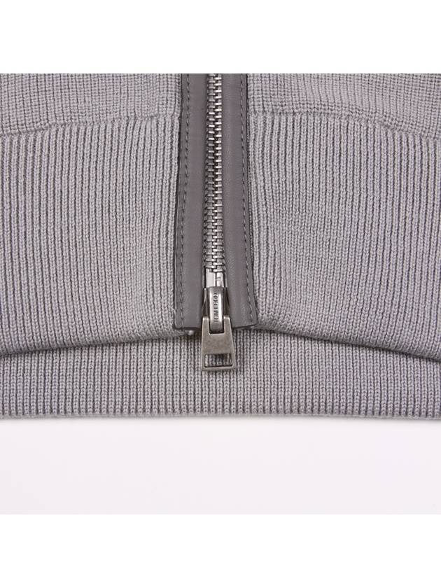 leather trim wool zip-up jacket gray - TOM FORD - BALAAN 7