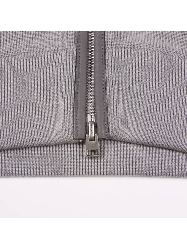 leather trim wool zip-up jacket gray - TOM FORD - BALAAN.