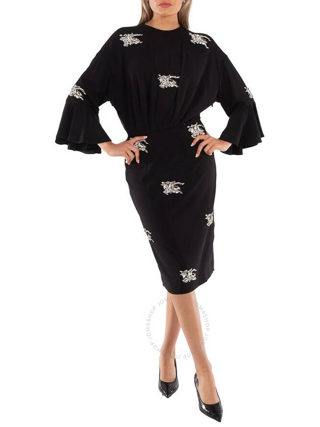 Burberry Equestrian Knight Crystal Embellished Long Sleeve Dress, Brand Size 08 (US Size 6) - BURBERRY - BALAAN 1