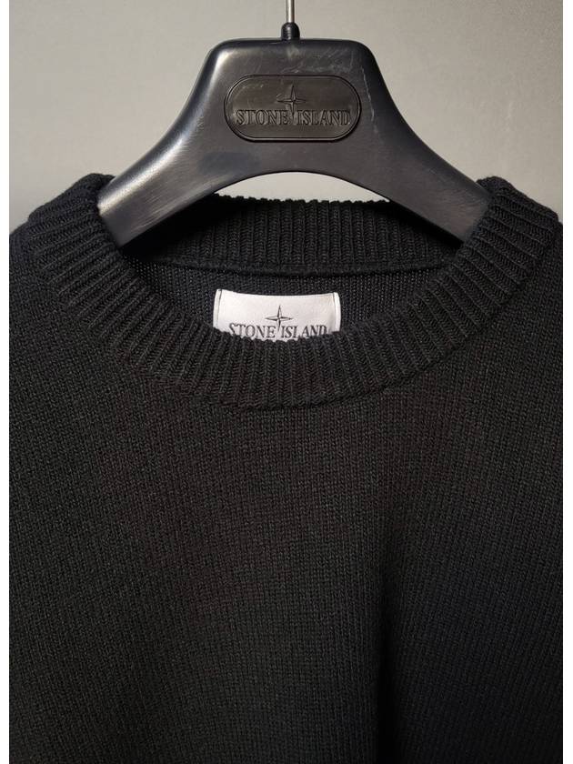 508A3 Stitch Detail Crew Neck Sweater Black V0029 - STONE ISLAND - BALAAN 2