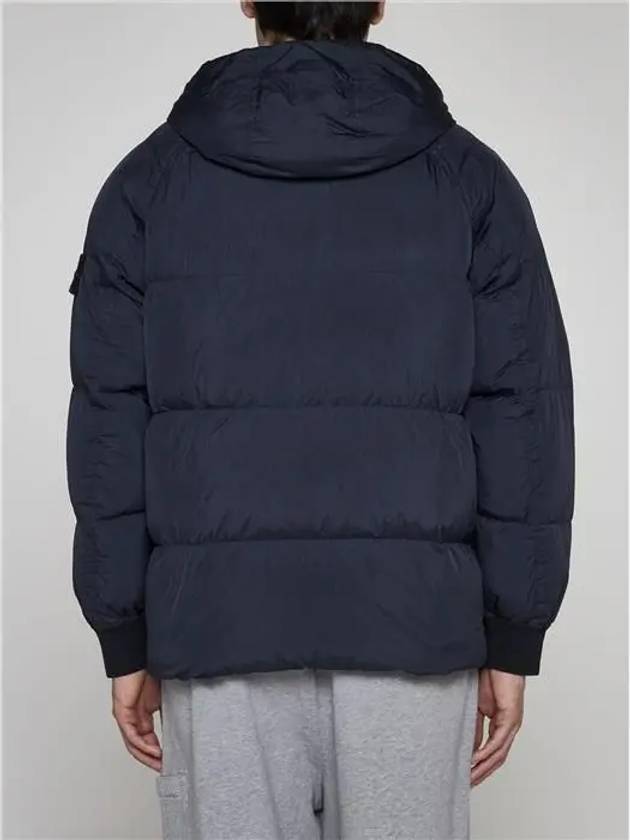 Garment Dyed Crinkle Reps Recycled Nylon Hoodie Padding Navy - STONE ISLAND - BALAAN 5