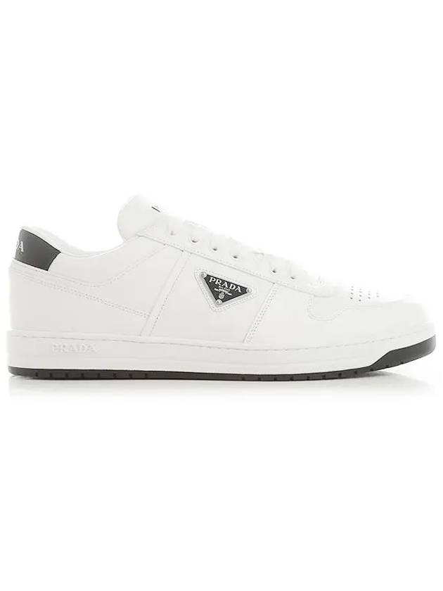 Downtown Triagle Logo Leather Low Top Sneakers White - PRADA - BALAAN 3