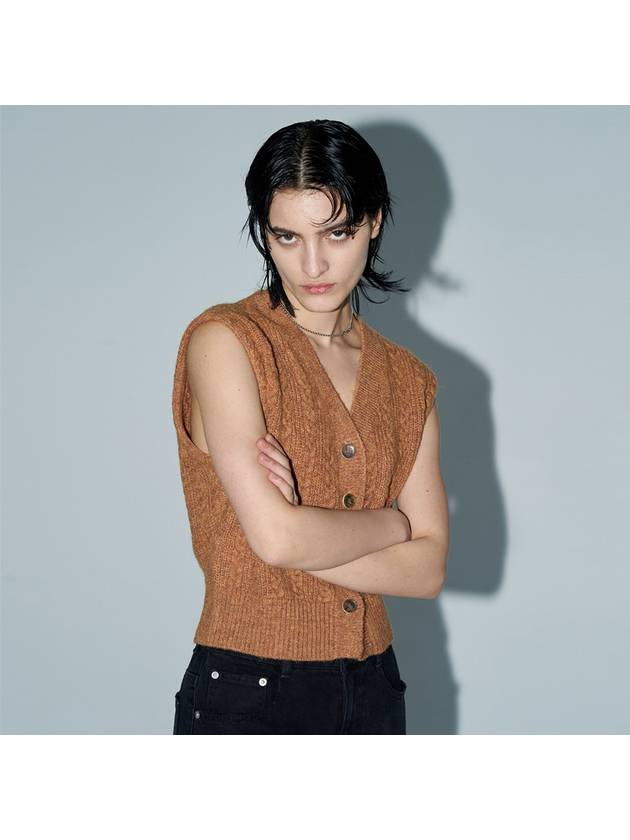 Twisted Cropped Knit Vest Orange - ETCH - BALAAN 1