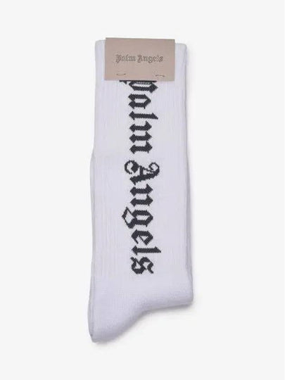 Vertical Logo Cotton Socks White - PALM ANGELS - BALAAN 2