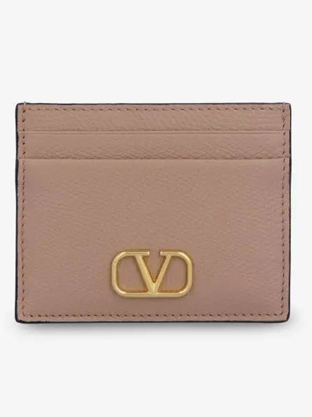 V Logo Signature Card Wallet Rose Cannelle - VALENTINO - BALAAN 2