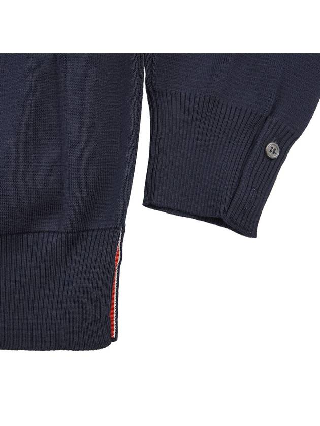 Milano Stitch Sprite Armband Cotton V-neck Cardigan Navy - THOM BROWNE - BALAAN 9