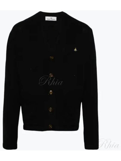 V Neck Cotton Cardigan Black - VIVIENNE WESTWOOD - BALAAN 2