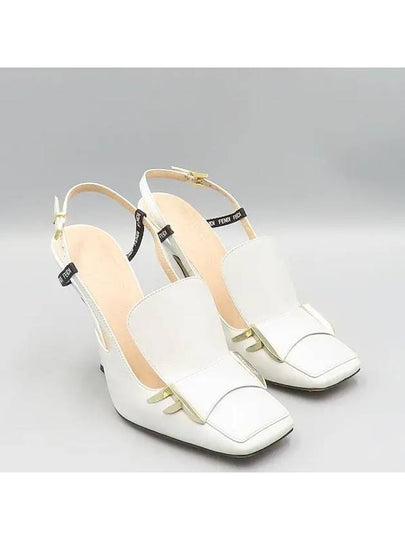 8J6938 White Leather F Freedom Slingback Pumps Women s Shoes - FENDI - BALAAN 2