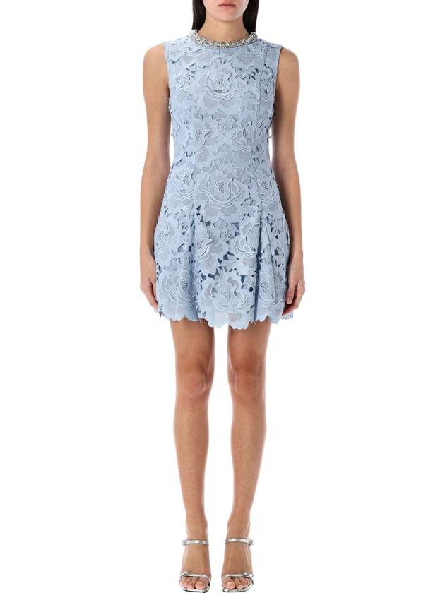 Self-Portrait Blue Flower Lace Mini Dress - SELF PORTRAIT - BALAAN 1