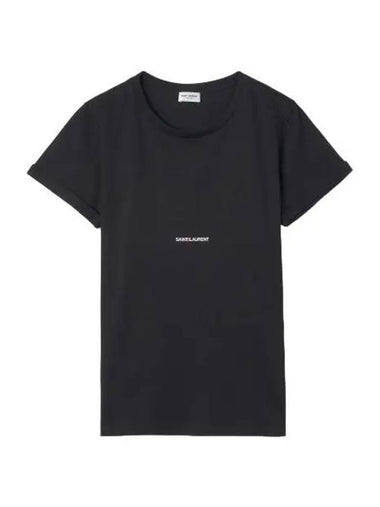 Rive Gauche Short Sleeve T Shirt Black - SAINT LAURENT - BALAAN 1