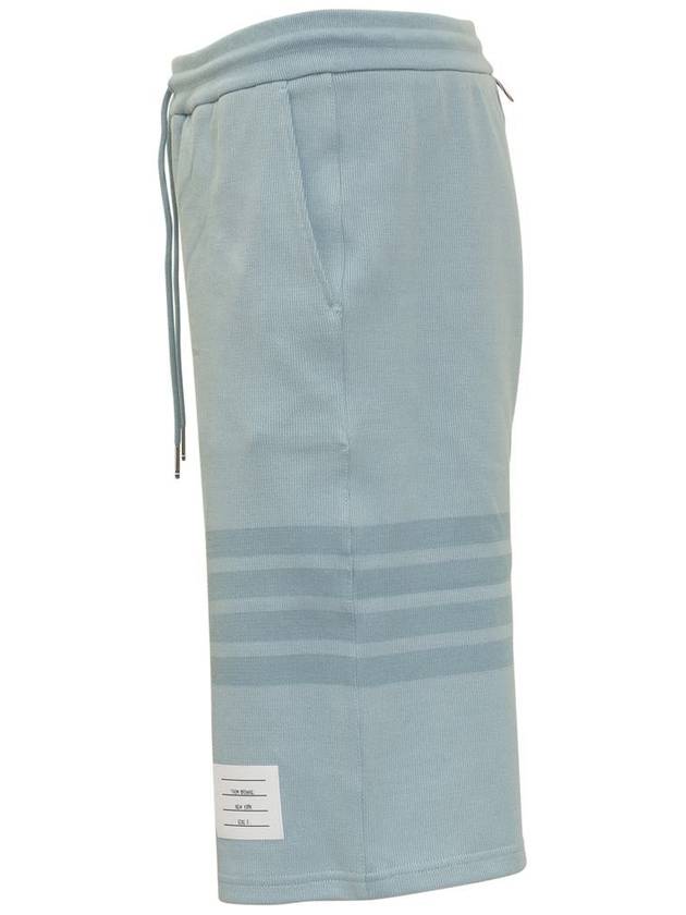 Men's Double Face 4 Bar Knit Sweatshorts Light Blue - THOM BROWNE - BALAAN 4