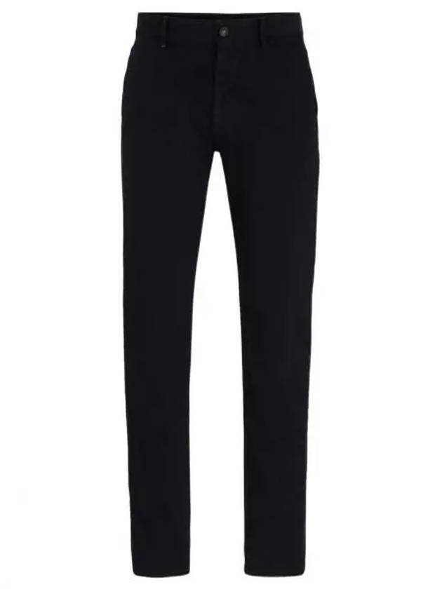 Slim Fit Stretch Cotton Satin Chino Straight Pants Black - HUGO BOSS - BALAAN 2