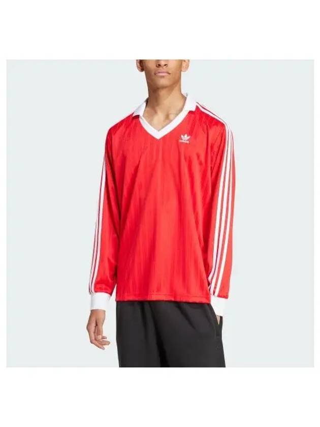 Adicolor Pique Football Long Sleeve T-Shirt Red - ADIDAS - BALAAN 2