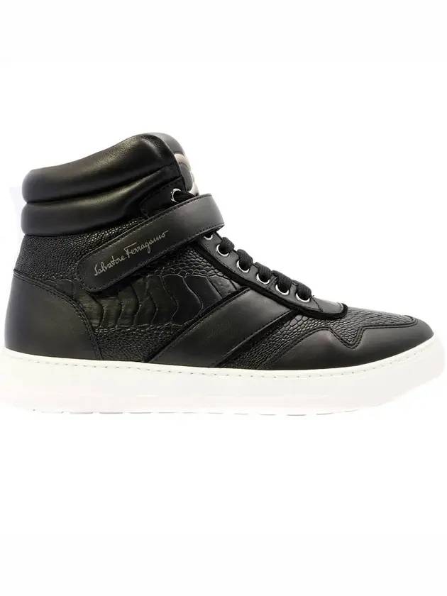 Salvatore embossed logo high-top sneakers black - SALVATORE FERRAGAMO - BALAAN 1