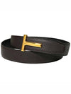 Gold Grain Leather T Icon Belt Brown Black - TOM FORD - BALAAN 2