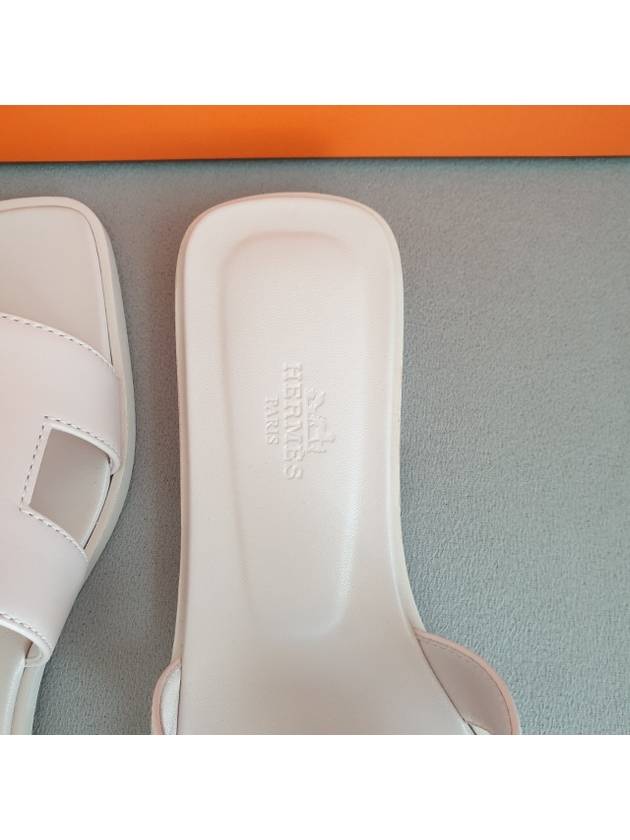 Oran Calfskin Slippers Blanc - HERMES - BALAAN 5