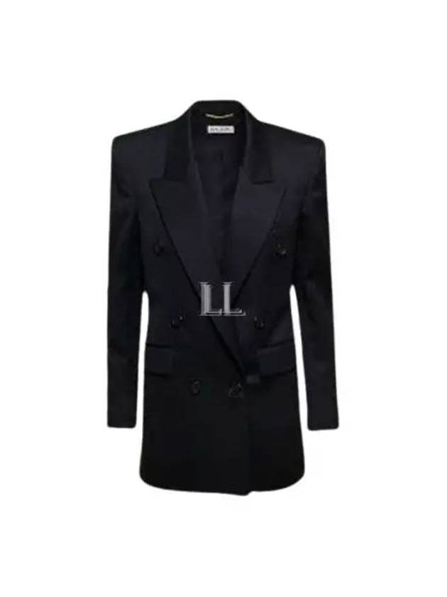 Double Breasted Blazer Jacket Black - SAINT LAURENT - BALAAN 2