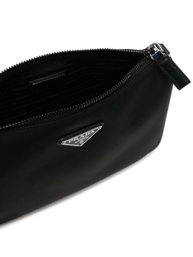 Triangle Logo Re-Nylon Saffiano Leather Shoulder Bag Black - PRADA - BALAAN 3