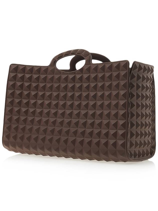 Le Troisieme Stud Pattern Rubber Tote Bag Brown - VALENTINO - BALAAN 3