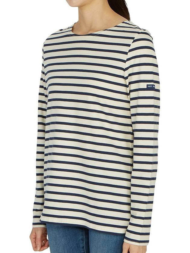 Minquiers Striped Long Sleeve T-Shirt Ivory Navy - SAINT JAMES - BALAAN 3