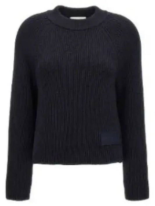 Logo Patch Wool Knit Top Night Blue - AMI - BALAAN 2