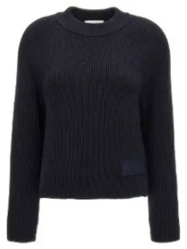 Logo Patch Wool Knit Top Night Blue - AMI - BALAAN 2