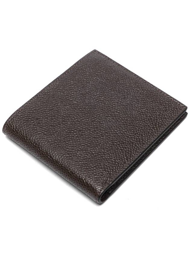 Pebble Grain Leather Half Wallet Dark Brown - THOM BROWNE - BALAAN 6