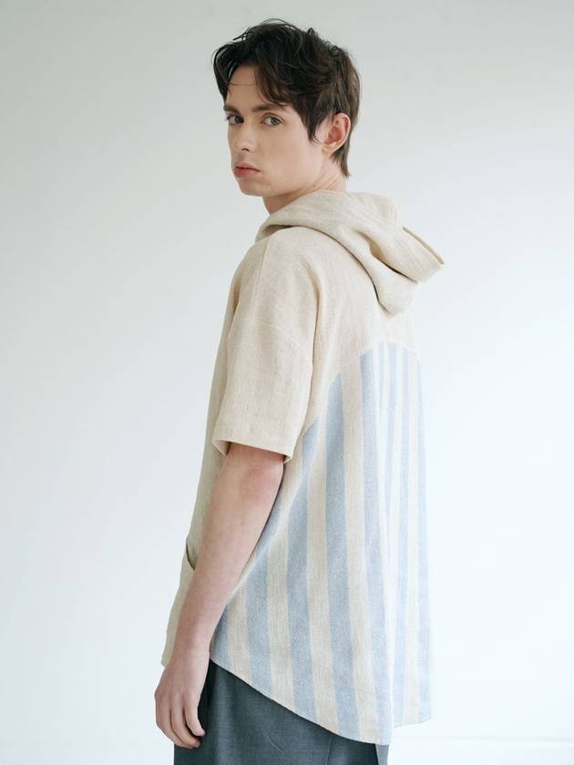 Linen Hoodie Short Sleeve T-Shirt Ivory - IFELSE - BALAAN 3