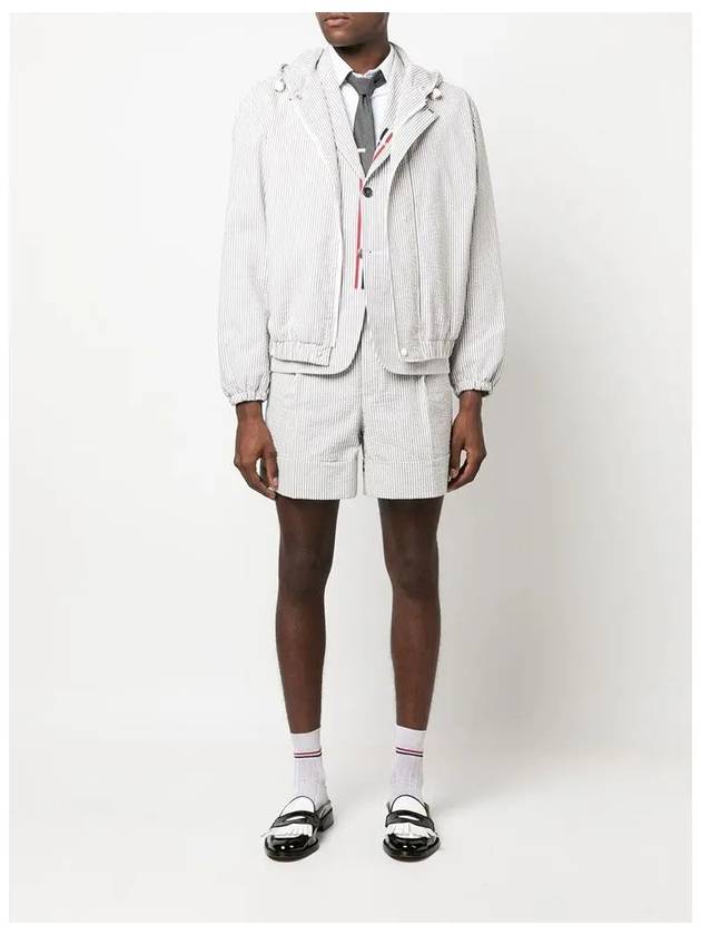 Men's Seersucker Gross Grain Cuff Shorts Medium Grey - THOM BROWNE - BALAAN 4