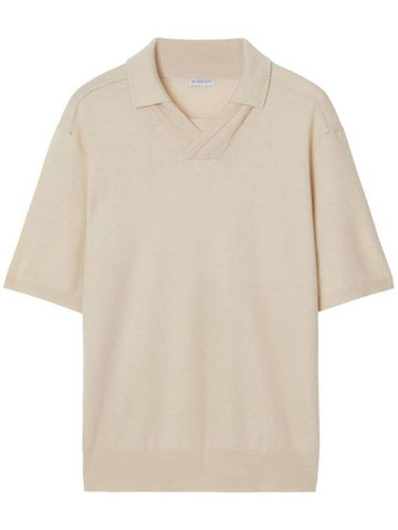 Wool Short Sleeve Polo Shirt Soap - BURBERRY - BALAAN 1