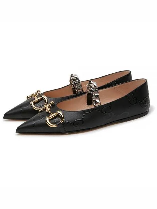 Horsebit Monogram GG Ballerina Black - GUCCI - BALAAN 2