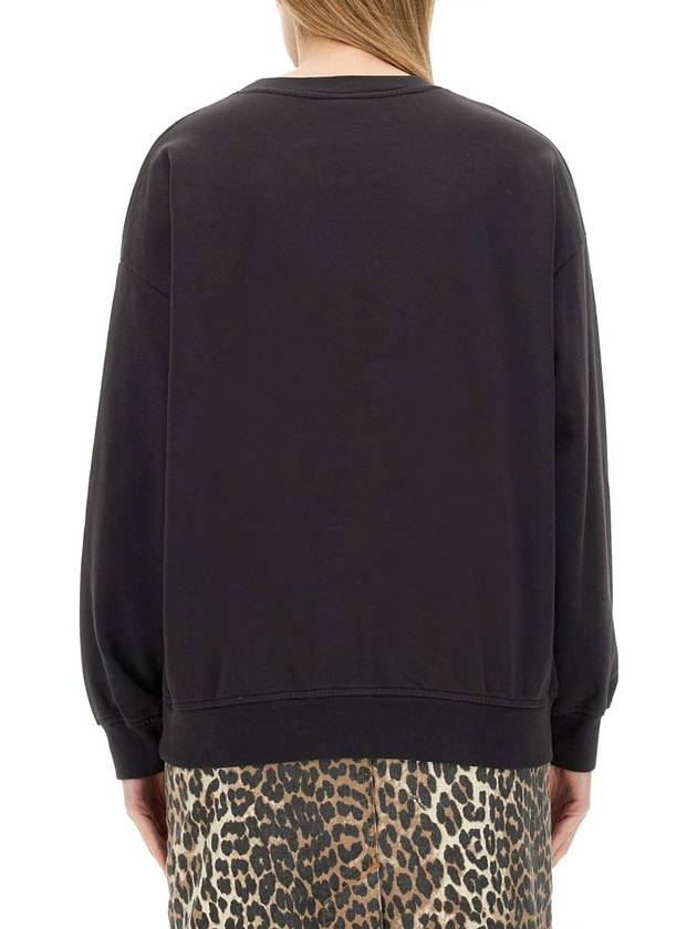 Isoli Oversized Cotton Sweatshirt Black - GANNI - BALAAN 4