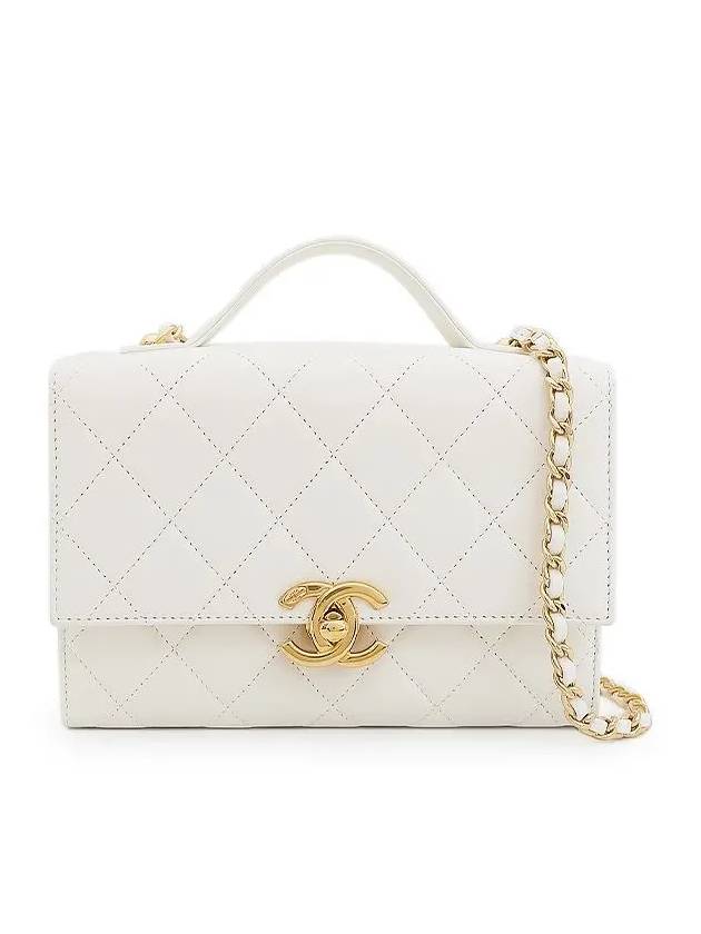 Top handle mini box bag white gold lambskin 4ET0744 - CHANEL - BALAAN 1