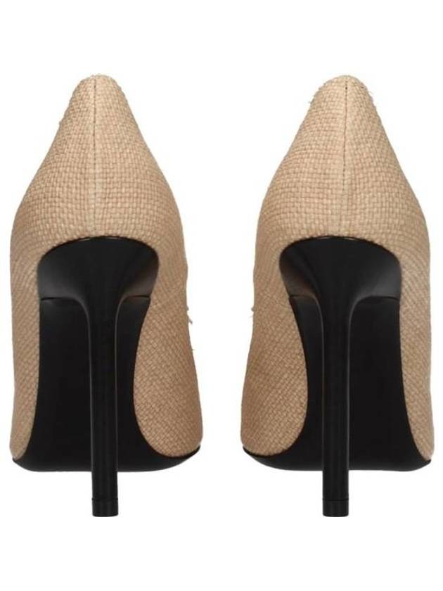 Women's ANJA Canvas Pumps Heel Beige - SAINT LAURENT - BALAAN.