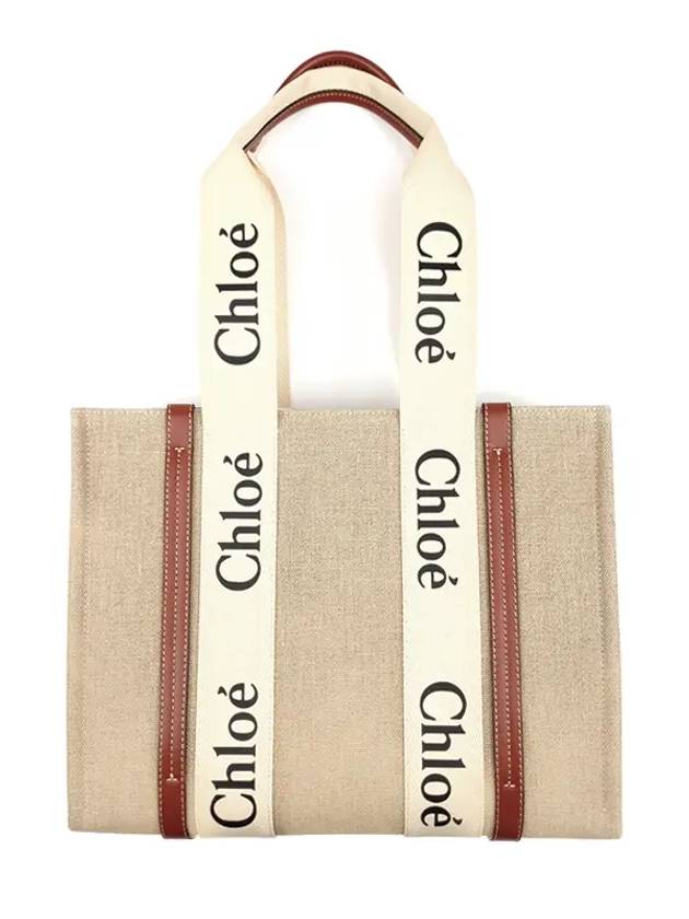 Woody Canvas Medium Tote Bag Brown Beige - CHLOE - BALAAN 2