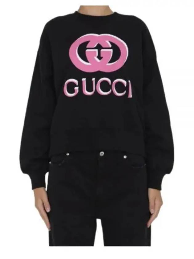 Jersey Print Cotton Sweatshirt Black - GUCCI - BALAAN 2