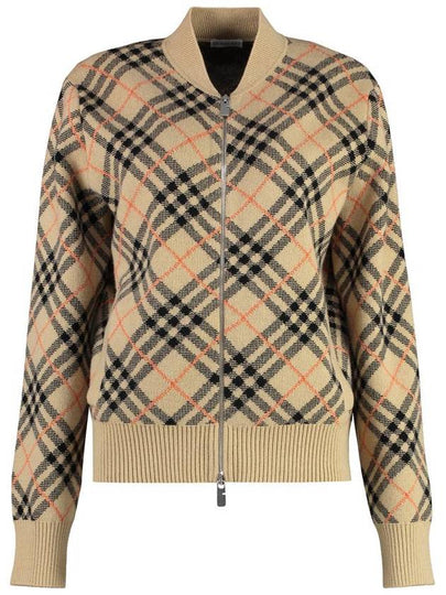 Check Knit Cashmere Bomber Jacket Sand - BURBERRY - BALAAN 2