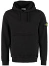 Men's Wappen Patch Brushed Cotton Hoodie Black - STONE ISLAND - BALAAN 1